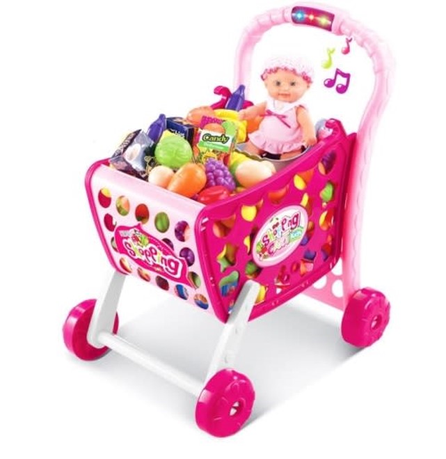 Carrito supermercado con luz y sonido (rosa/celeste)