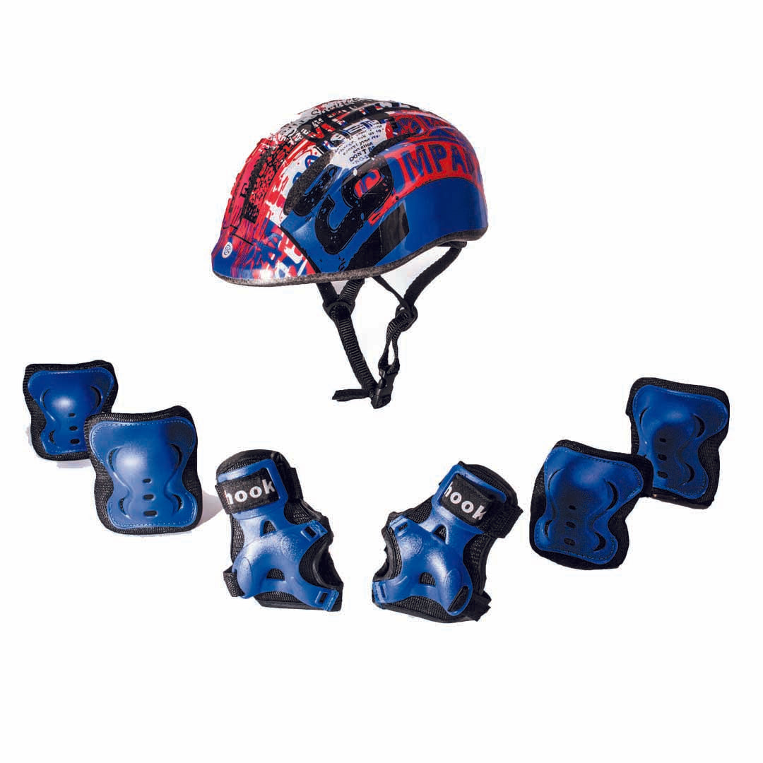 Set Casco + Protecciones HOOK Azul Infantil