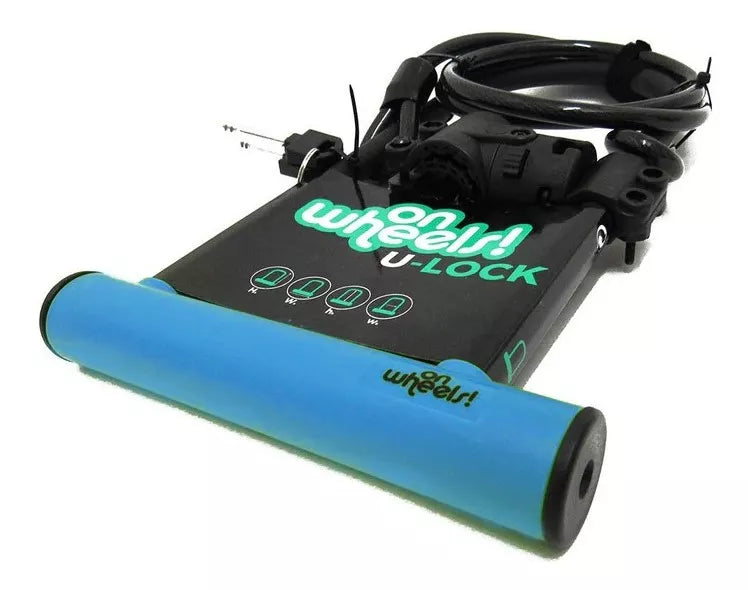Candado U-Lock OnWheels! Largo con Piola y Soporte: Azul, verde o negro