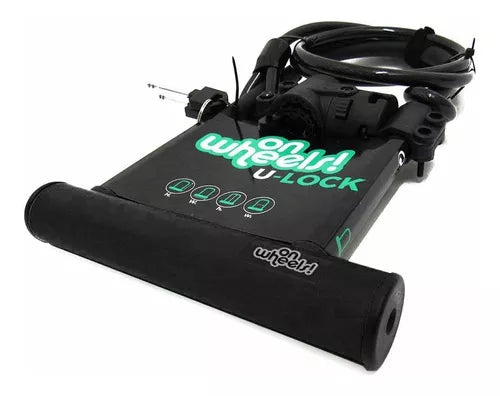 Candado U-Lock OnWheels! Largo con Piola y Soporte: Azul, verde o negro