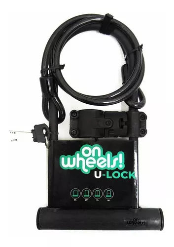 Candado U-Lock OnWheels! Largo con Piola y Soporte: Azul, verde o negro