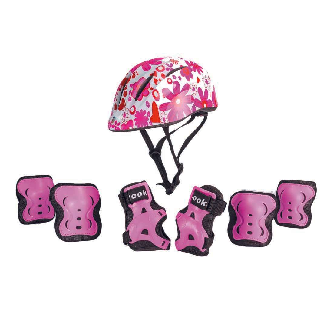 Set Casco + Protecciones HOOK Rosado Infantil