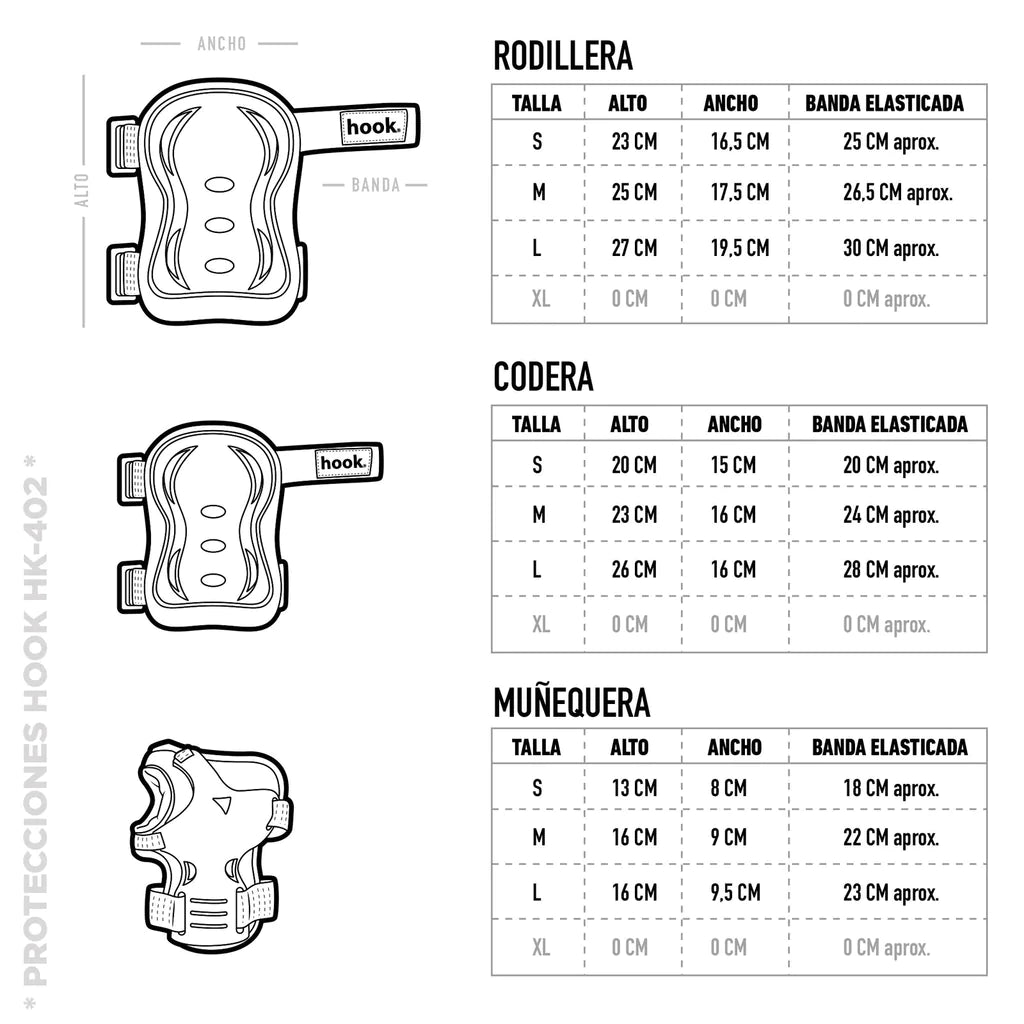 Set protecciones HOOK Rosada/Negro (404)