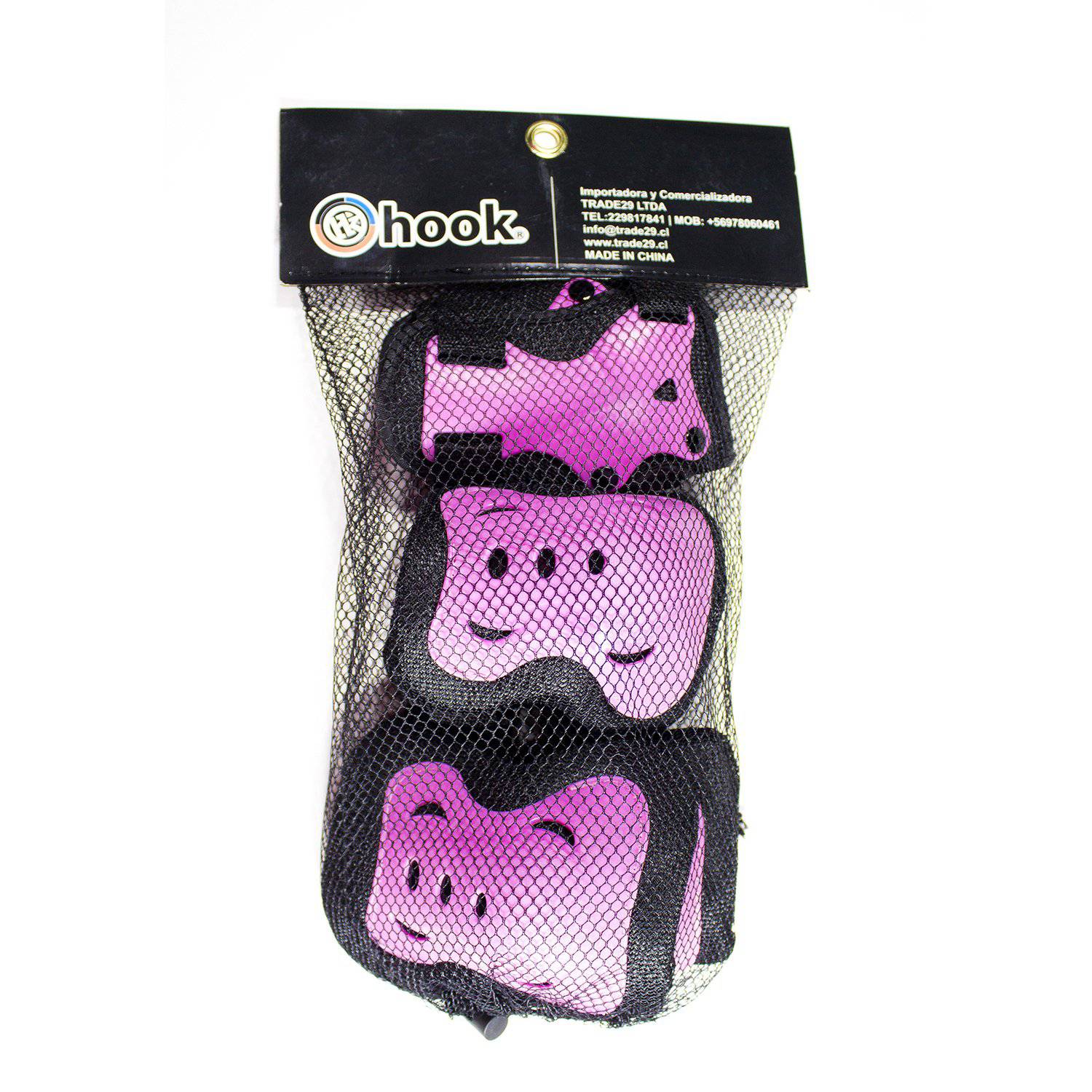 Set protecciones HOOK Rosada/Negro (404)